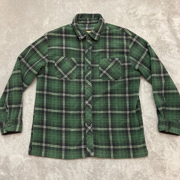 Vintage Irish Setter Red Wings Men XL Green Plaid Heavy Flannel Shirt - Picture 1 of 8